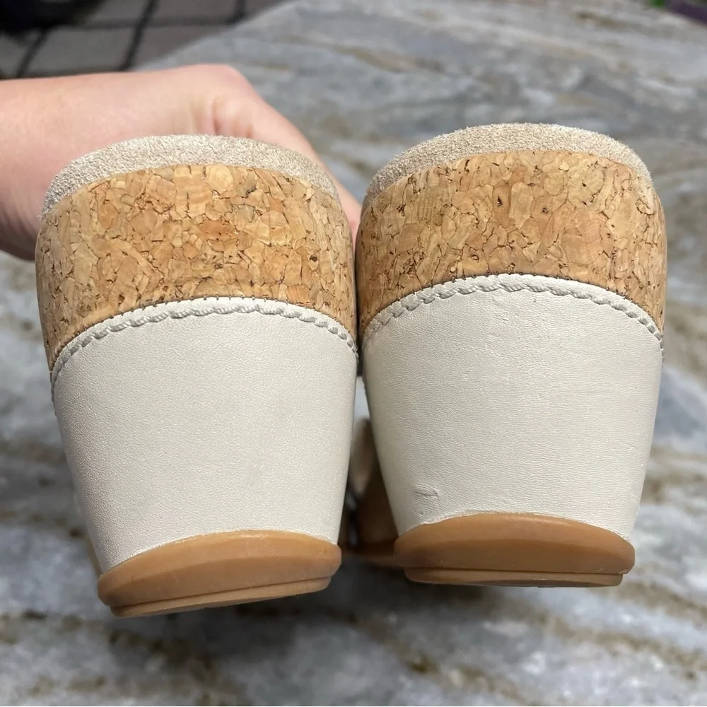 Dansko Carla Ivory Cream Buckled Wedge Sandals EU 40